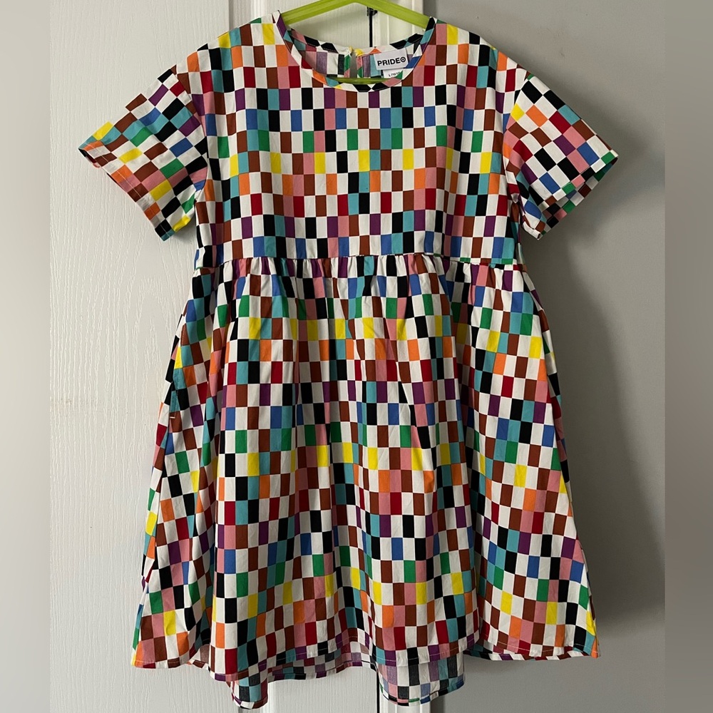 Girls Target Rainbow Check Pride Dress